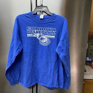Cordova Basketball Long sleeve Blue Pull Over Large Shirt